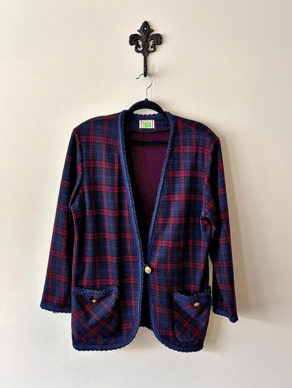 Cricket Lane Plaid Blazer in Blue & Red Like New